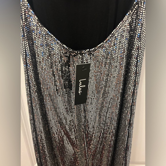 Lulu’s This Night Forever Silver Sequin Cutout Maxi Dress- Size Small - Picture 4 of 5